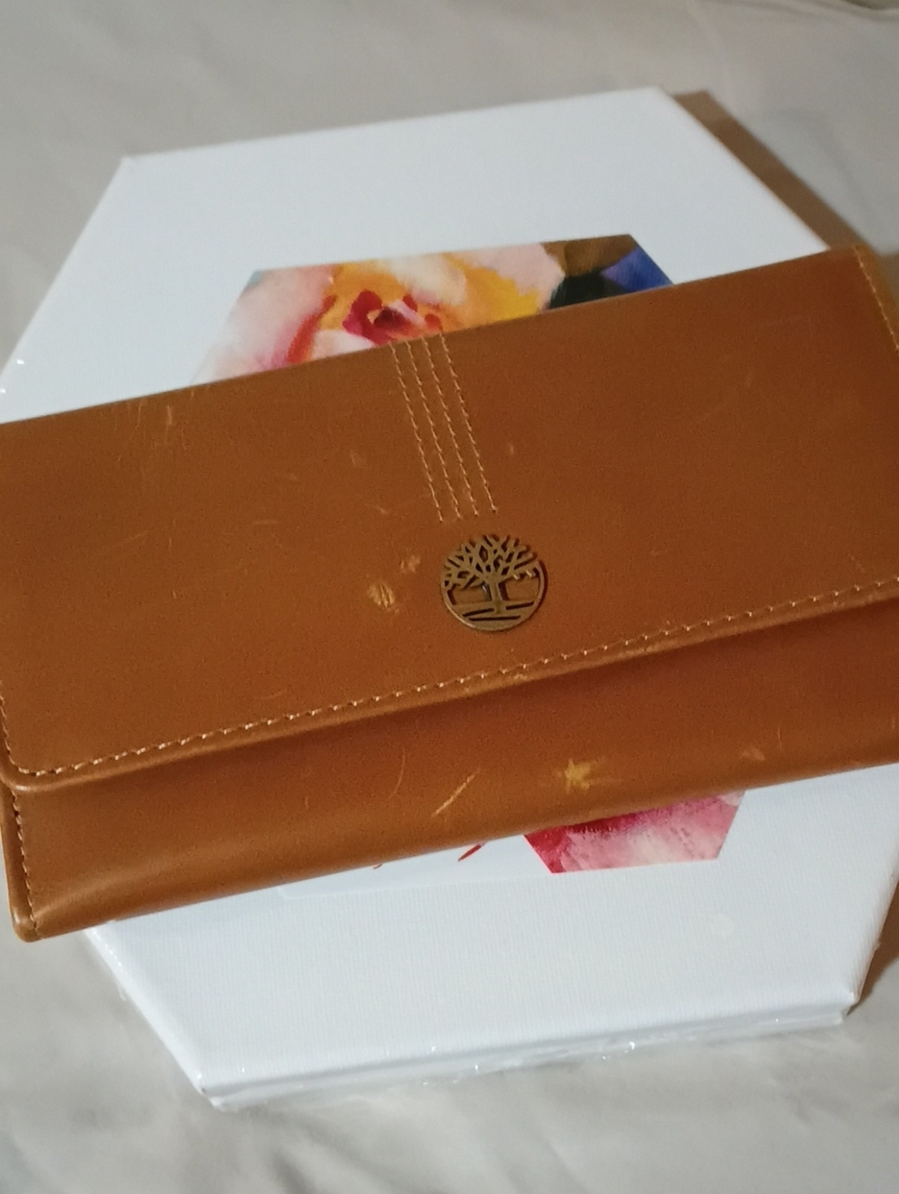Timberland Brown Leather Women's Wallet with Tree Emblem
